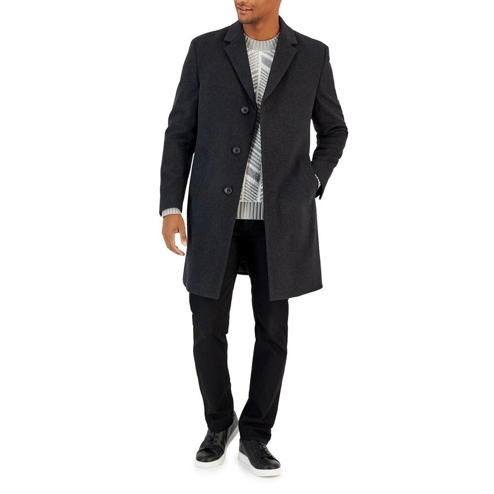 $395 NEW NAUTICA Mens 36S Charcoal Gray Wool Classic 38" Long OverCoat Jacket